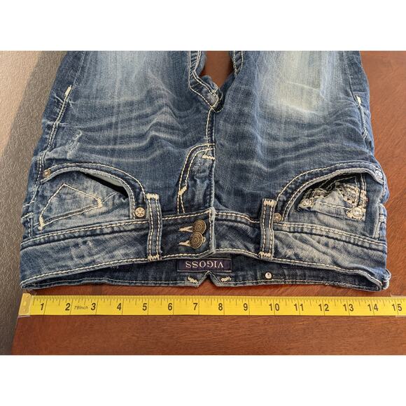 Vigoss The Chelsea Capri Jeans 1 Blue W29 L19 Thick Stitching Straight Leg Denim - Picture 5 of 12